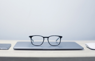 Phone, laptop and glasses