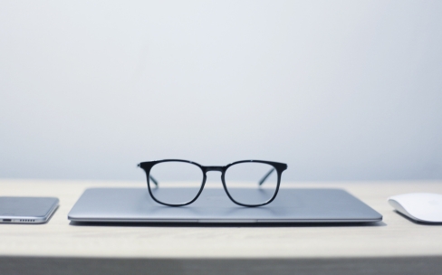 Phone, laptop and glasses