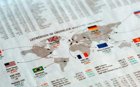 Map showing global financial data