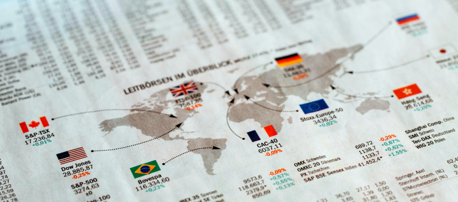Map showing global financial data