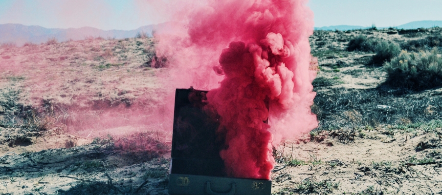 Smokebomb inside a briefcase