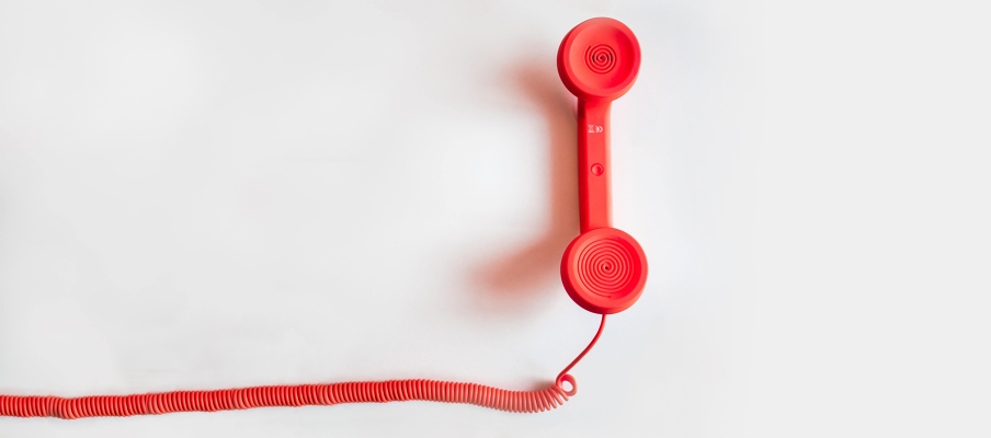 a red telephone receiver
